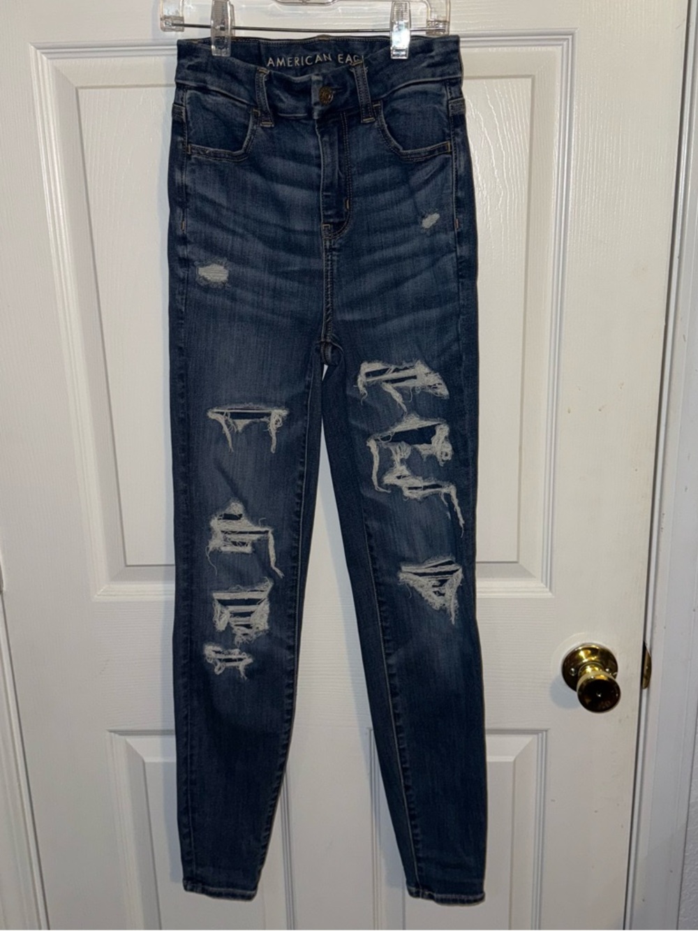 American Eagle Outfitters Distressed High-Rise Skinny Blue Denim Jeans - Picture 2 of 9